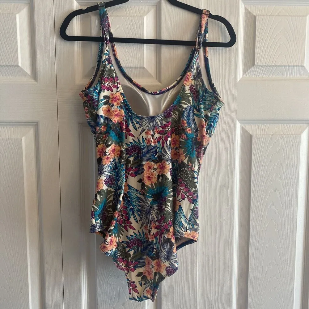 Sea & Sand Women's Floral‎ One Piece Swimsuit Slimming size 14 Beach Vacation - Image 2