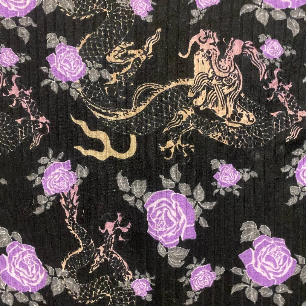 Rue 21 Womens Collared Top Bodysuit Blouse Snap Crotch XL Black Purple Floral - Image 7