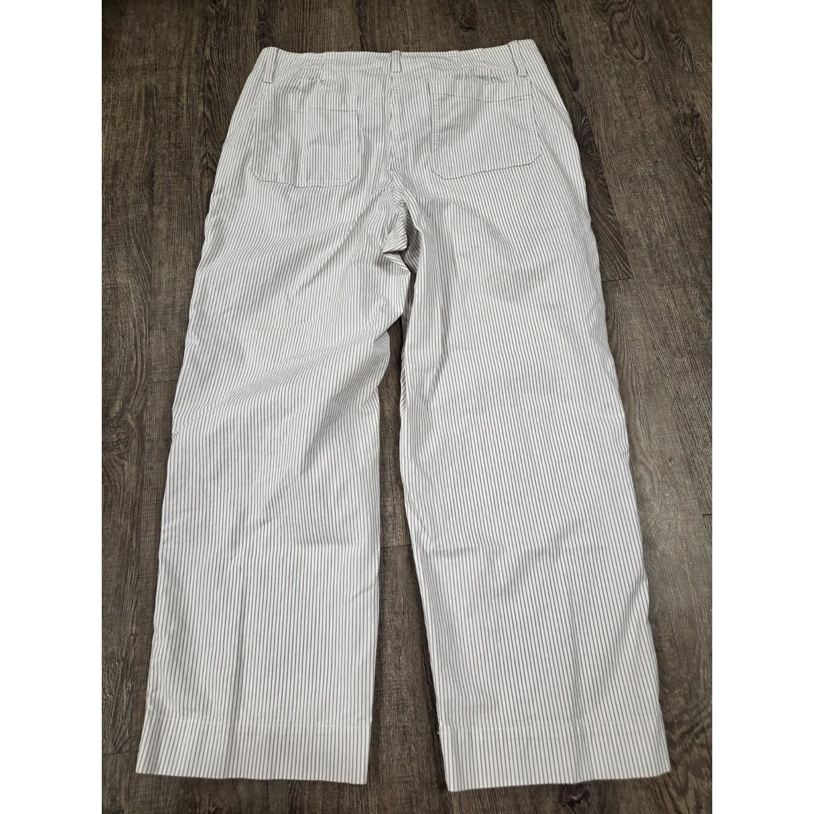 Talbots Button Beige Ivory Striped Cropped Ankle Pants Size 10 - Image 6