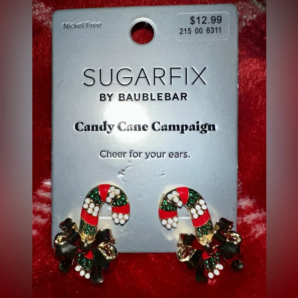 Sugarfix Candy Cane Campaign Christmas holiday earrings - Image 2