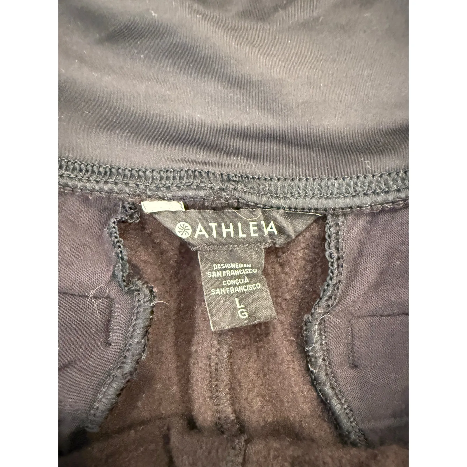 Athleta Elastic Waist High Rise Straight Leg Sweatpants Black Women's Size Large - Image 6