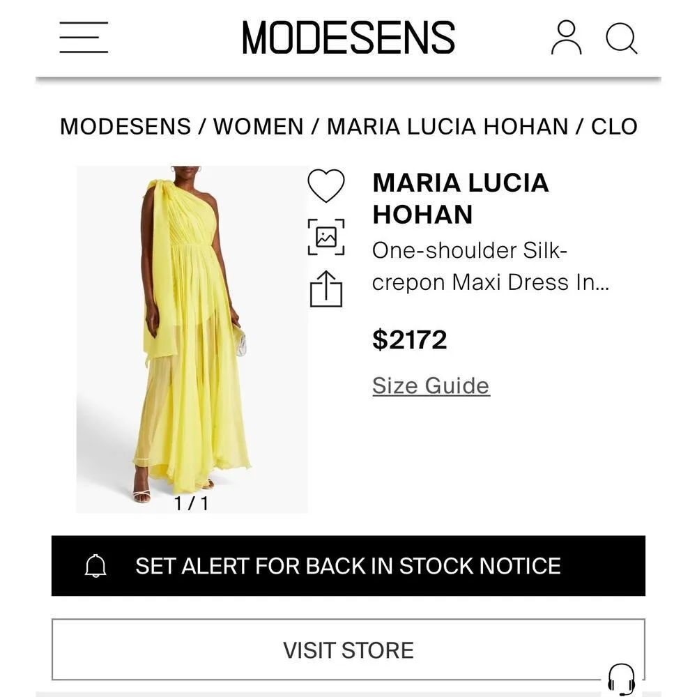 NEW NWT Maria Lucia Hohan Silk Crepon Gown Yellow size 10 - Image 4