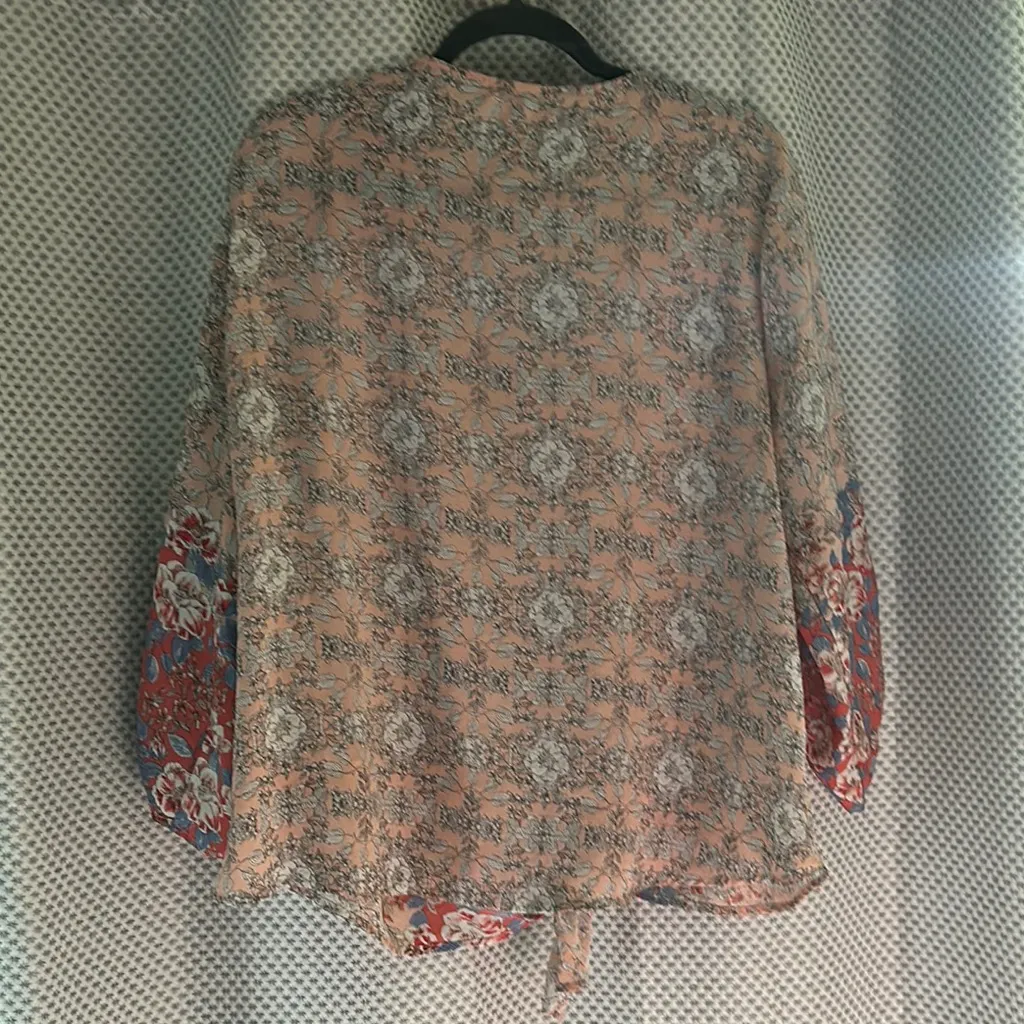 West Kei Red Blouse Tie Front 3/4 Sleeve - Image 5