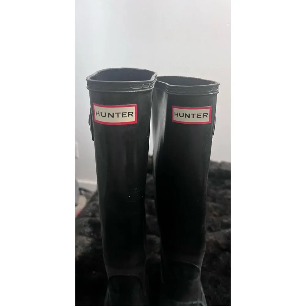 Hunter Gloss Tall Black Rubber Rain Boots Women’s Size 8 - Image 2