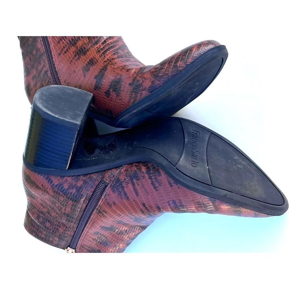 Franco Sarto Shoes boots ankle bootie snake leather luxury casual embossed 8. - Image 2