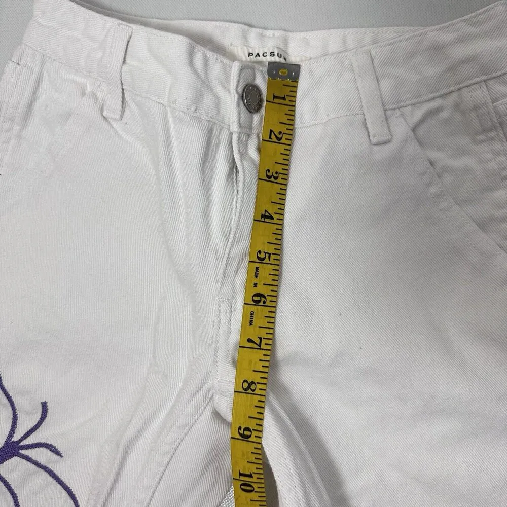 PACSUN Jeans Carpenter Low Rise Pants White Embroidered Skater Indie EMO… - Image 12