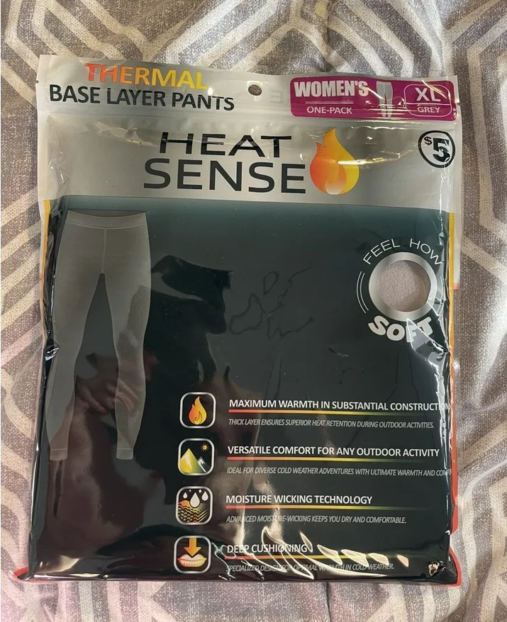 Heat Sense Women's Thermal Base Layer Pants Size XLarge Gray NEW BagQ - Image 1