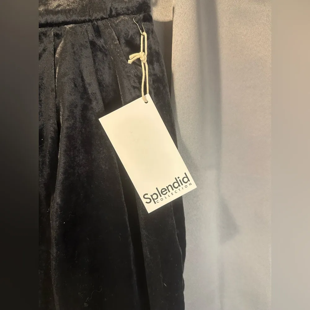 Splendid Women's Black Irene Pants Size 4 Wide legs soft velvet high waist pant - Image 7