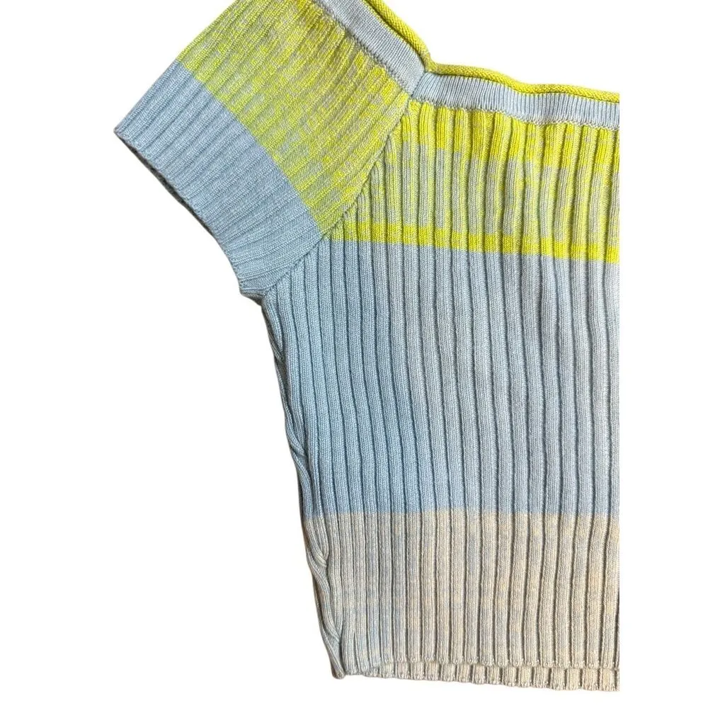 Daily Practice by Anthropologie Tuvalu Cropped Sweater Sz XS Green Blue - Image 5