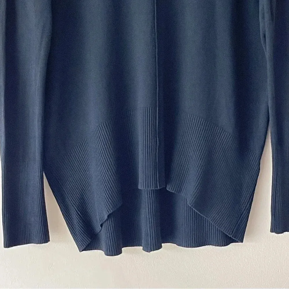 Vintage Wool Blend Long Sleeve Shirt Women M Black Mock Neck Hi-lo Hem - Image 5