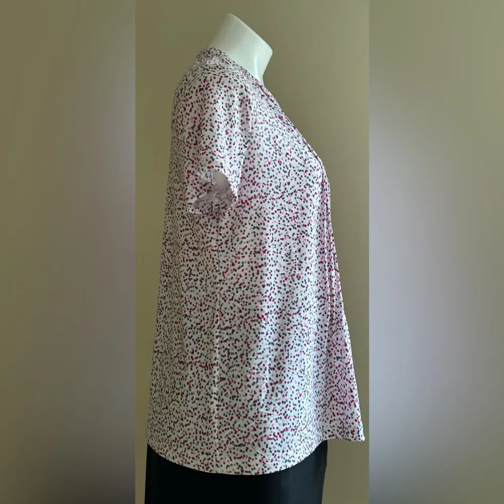 Crate&Barrel White Red Pinks Gray Mini PokaDots Metal Buttons Front Pleat SZ MP - Image 4