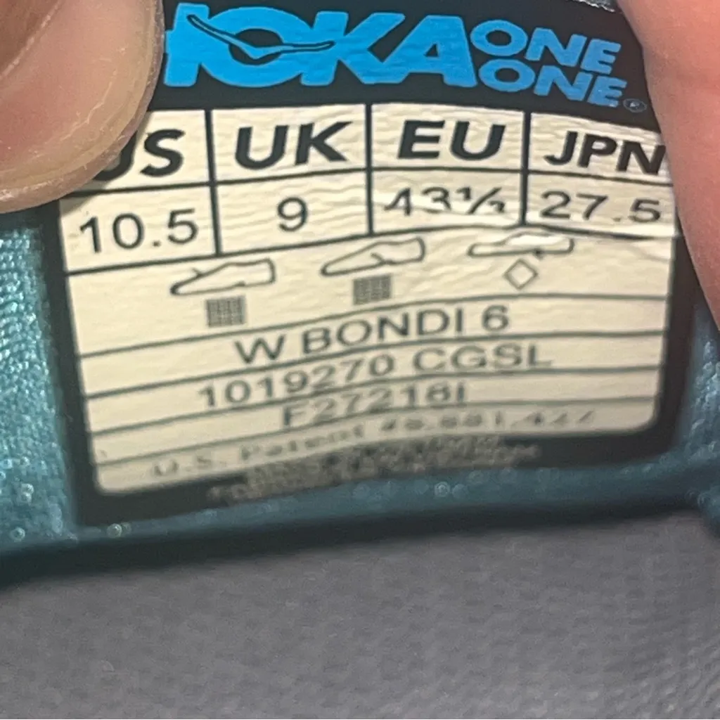 Hoka One One Bondi 10.5 Womens 6 Running Shoes Teal & Pink Model 1019270 Blue - Image 9