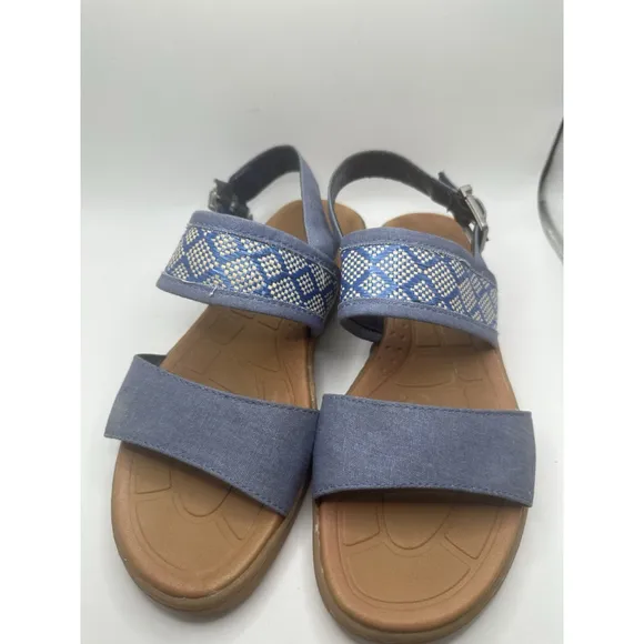 BOC Born Concept 7M Sandals Womens Jorunn Open Toe Slingback Blue Denim Flats - Image 2