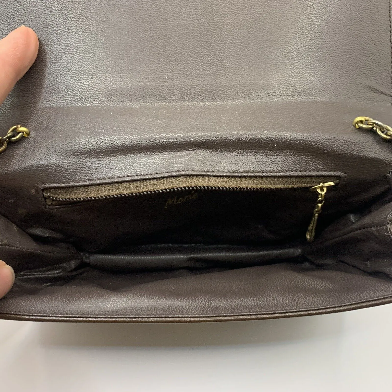 Vintage Reptile Snake Purse Brown Crossbody Chain Animal Glam Retro Exotic - Image 7