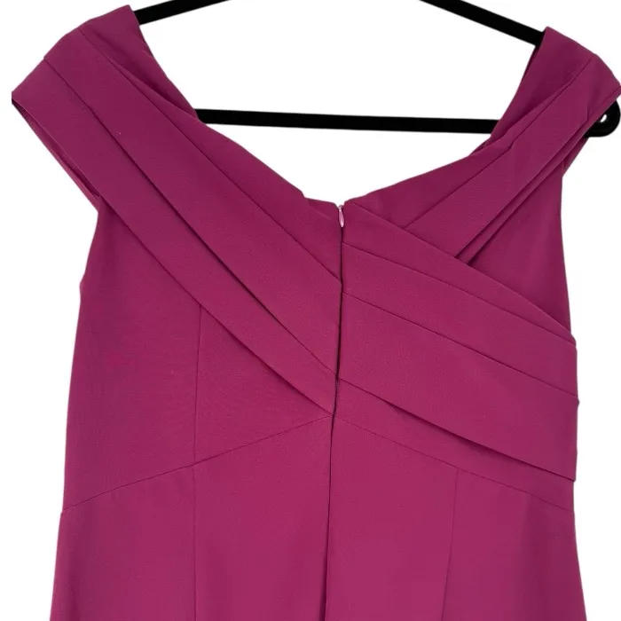 NWT Lauren Ralph Lauren Crepe Off The Shoulder Cocktail Dress Plum Size‎ 10 - Image 9