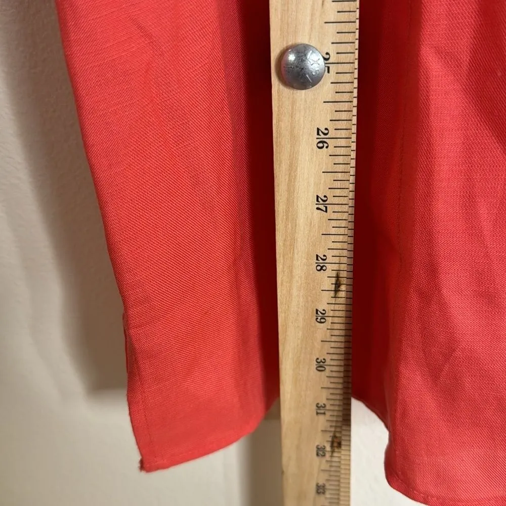 Soft surroundings ladies linen blend button up casual bell sleeves shirt Medium - Image 8