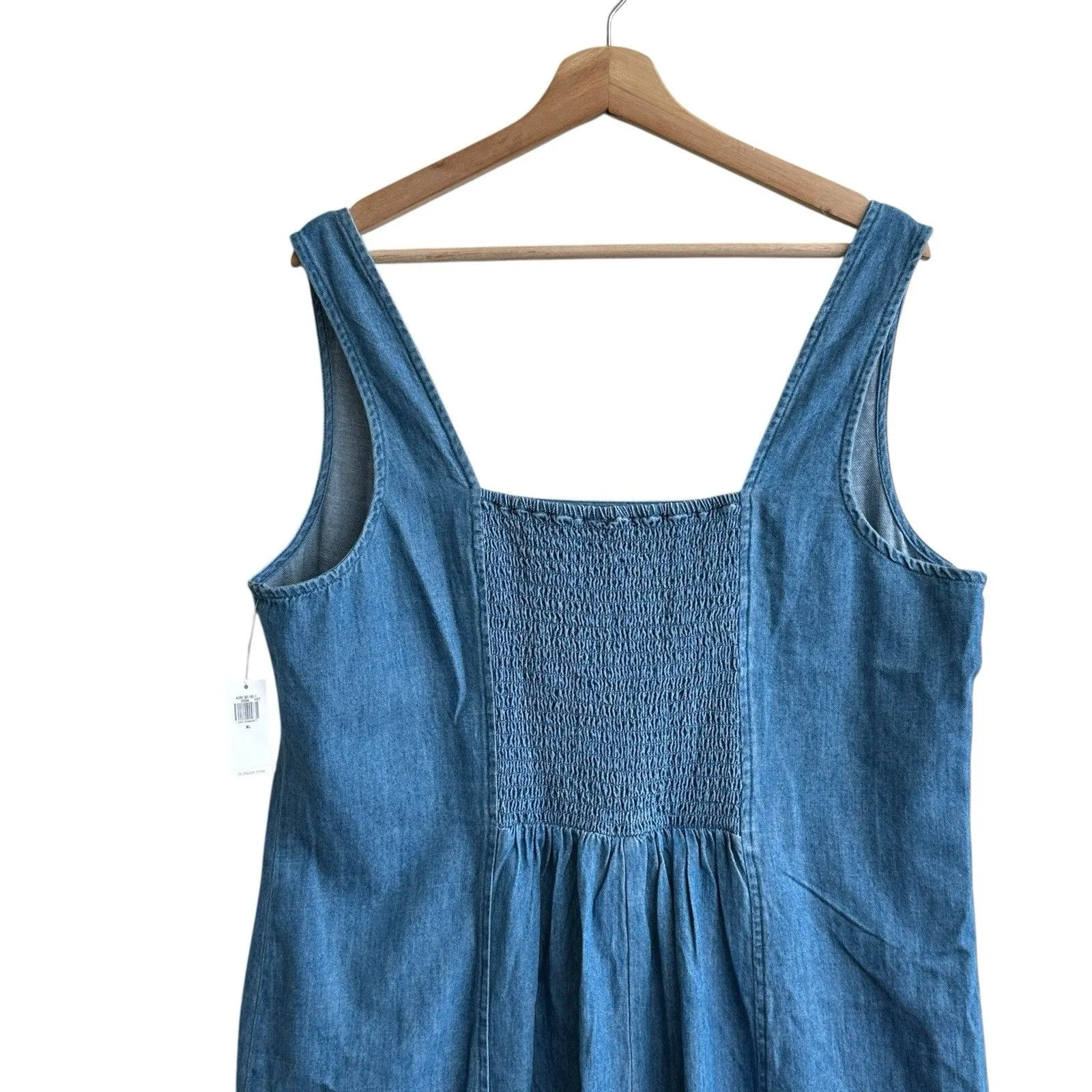 Old navy womens Fit & Flare Sleeveless Denim Midi Dress size XL Square-Neck - Image 6