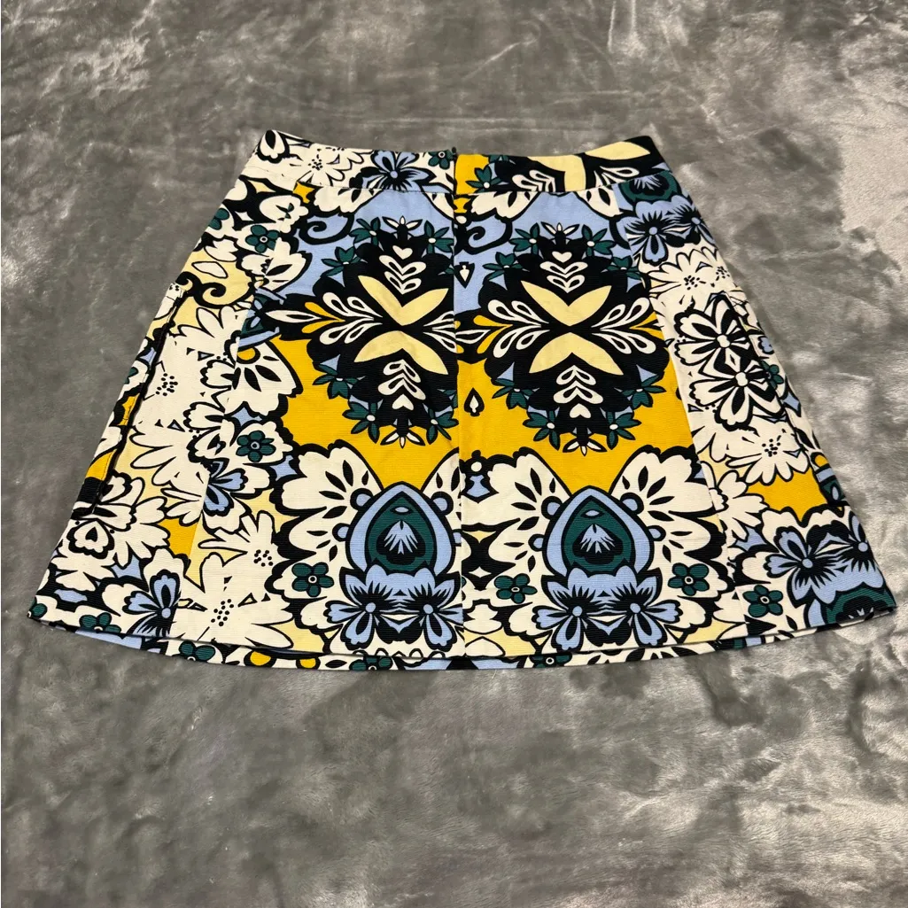 Zara A-Line Skirt - Blue, Yellow, and Black Floral - Image 2