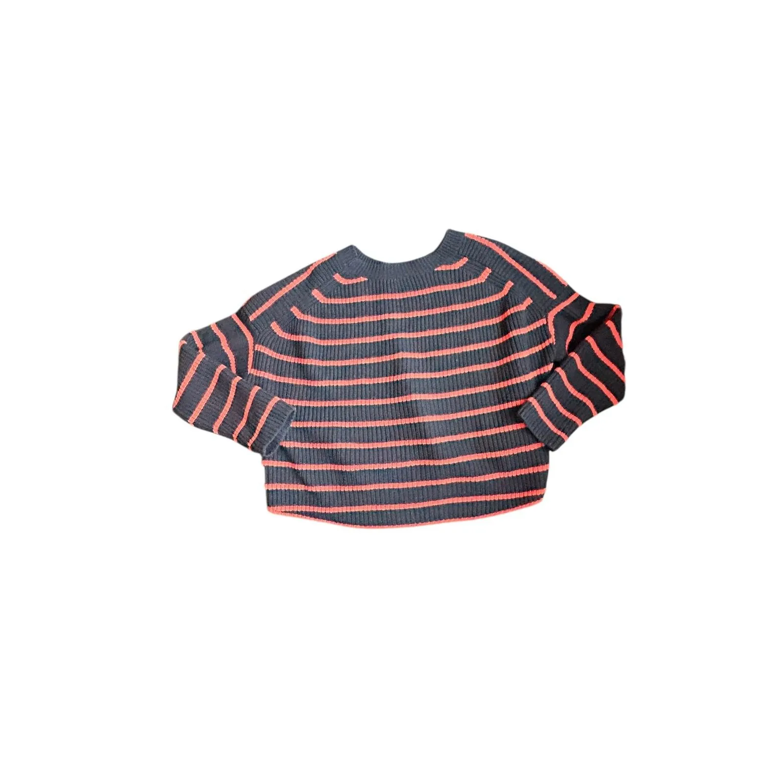 A.L.C. Striped Crew Neck Long Sleeve Knit Sweater Navy Red Women's Size M - Image 6