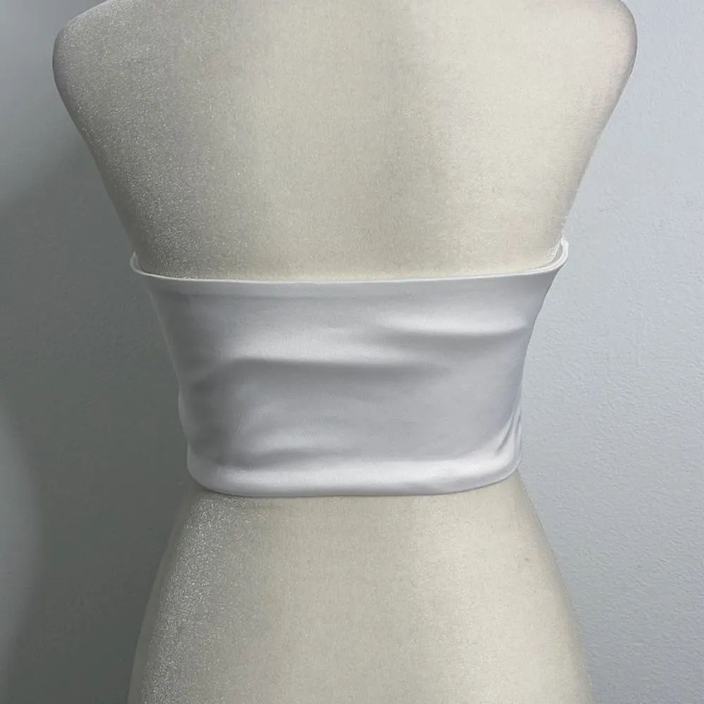 White silky bandeau pullover tank top. Size small. - Image 3