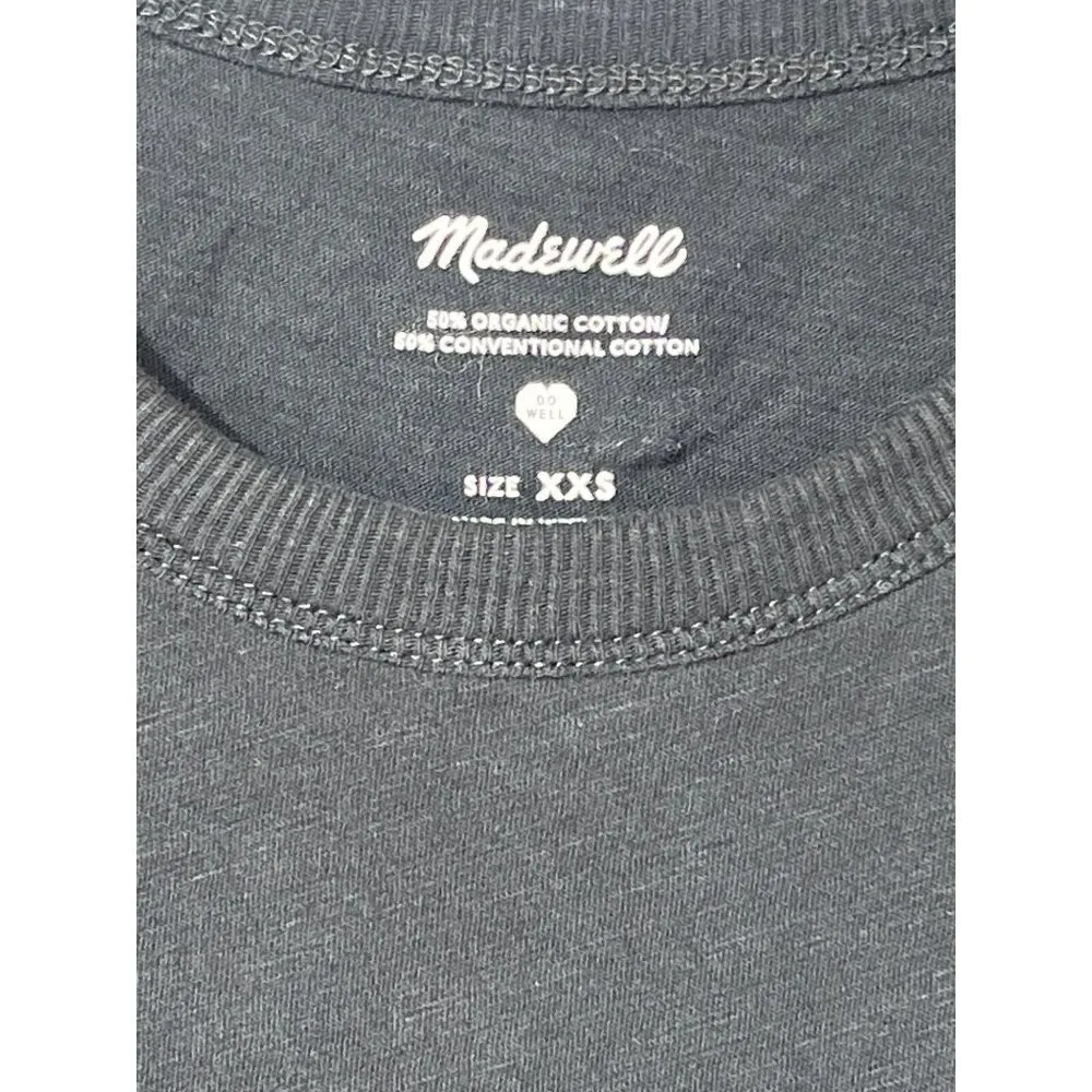 Madewell Whisper Cotton Rib-Crewneck Tee in True Black XXSmall Womens as-is - Image 8