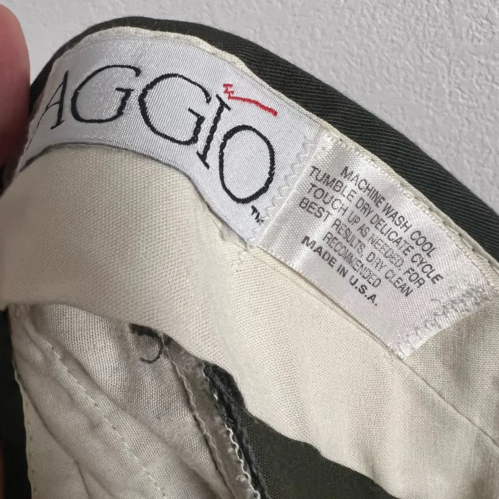 Vintage Aggio Solid Green Pleated High Waist Straight Leg Trouser Pants Size 10 - Image 9