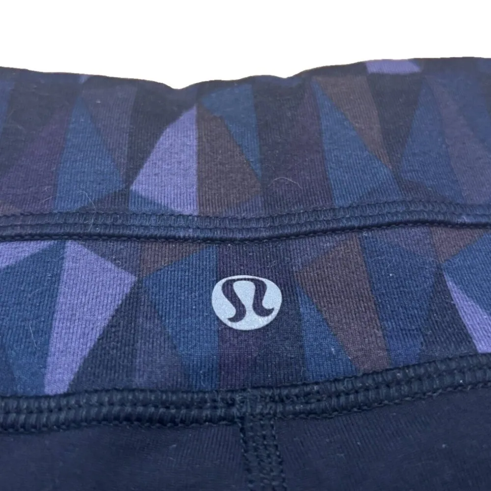 Lululemon Leggings Womens 4 Black Purple Stretch 34" Yoga Gym Workout Pants - Image 3