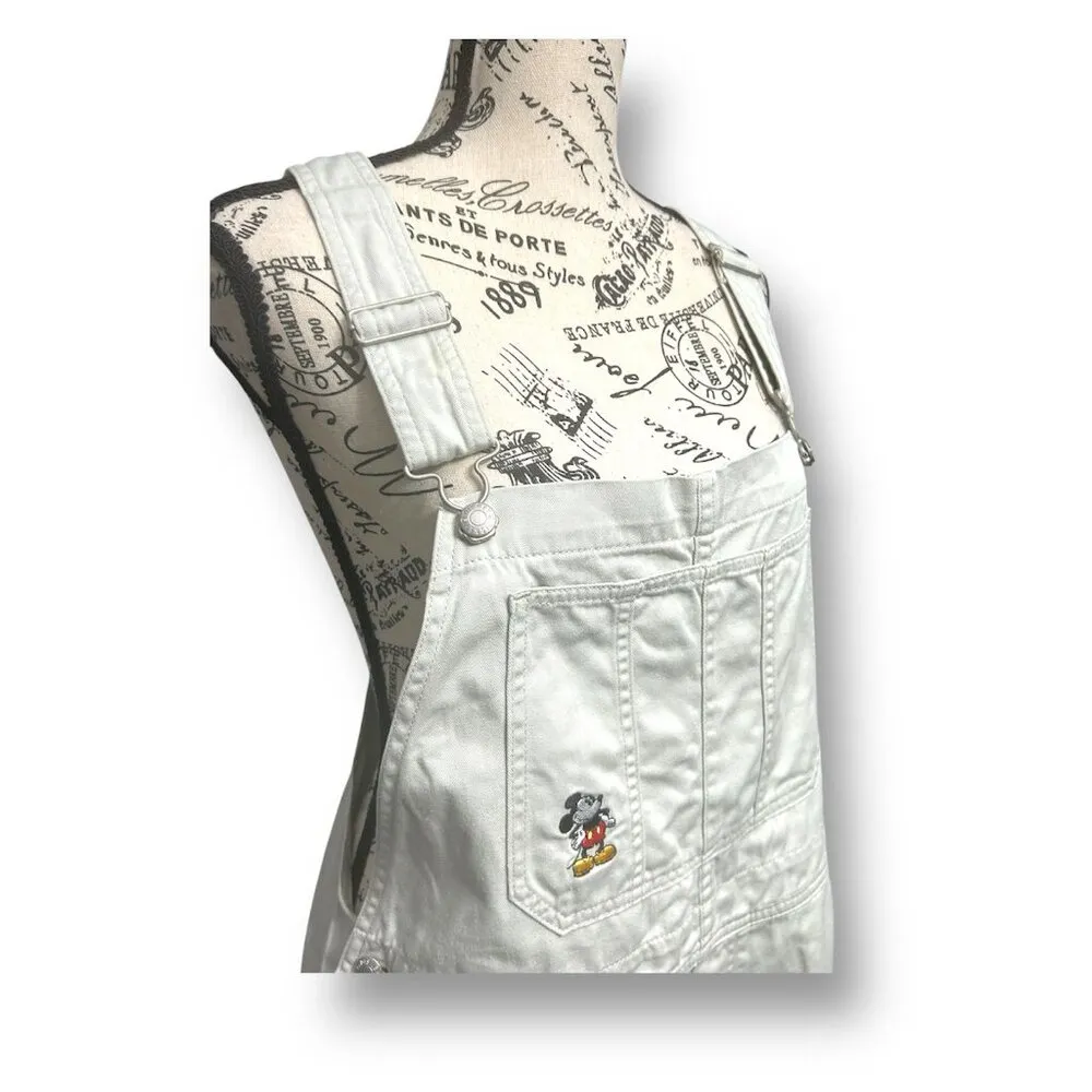 Vintage Walt Disney World Light Wash Denim Overalls Shorts Mickey Mouse 90s Y2K - Image 4