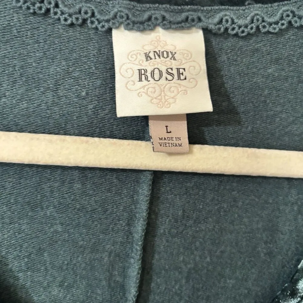 Knox Rose Tunic Top Womens Large Blue Lace Hem Stretch Scoop Neck Blouse - Image 7