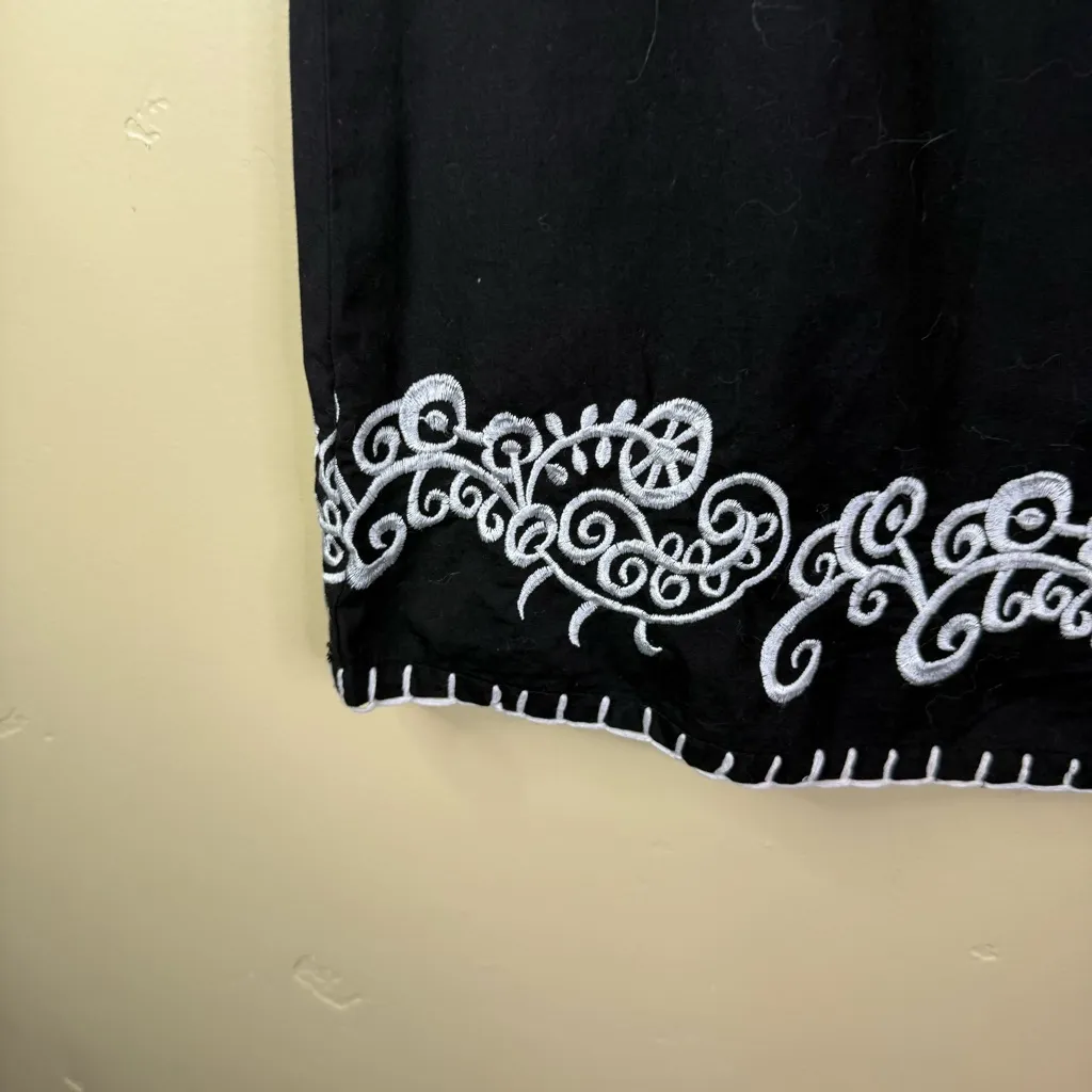 Vintage Prana Skirt Size 10 Womens Black Embroidered 100%‎ Cotton Mini - Image 4
