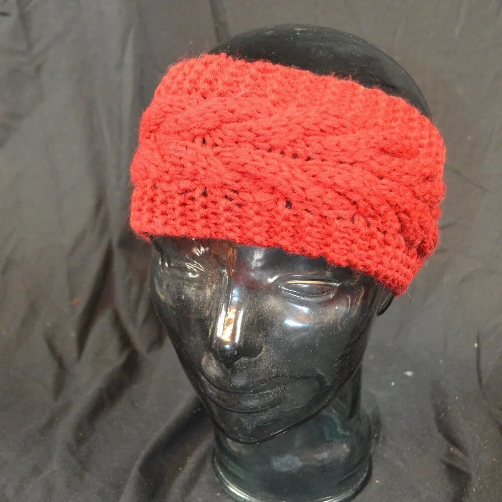 Red Knitted Head Band Ear Warmer - Image 2