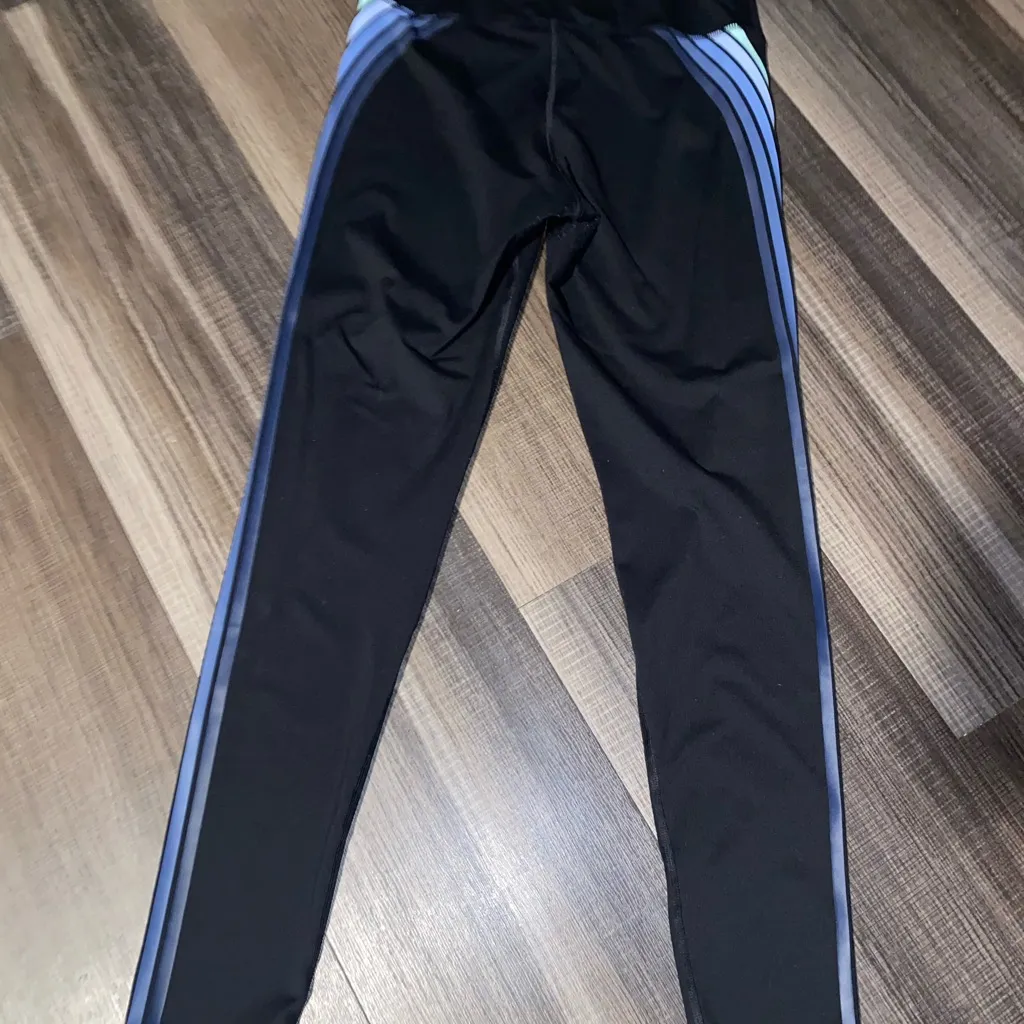 Vs pink Black Leggings with Blue Stripes - Image 10