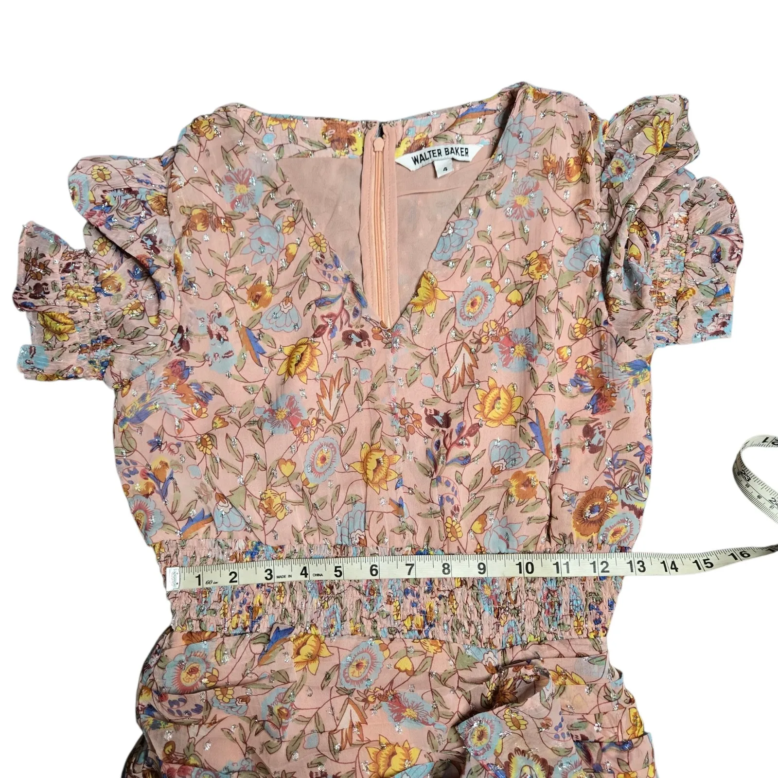 Walter Baker Mars Floral Ruched Mini Dress Size: 4 - Image 6