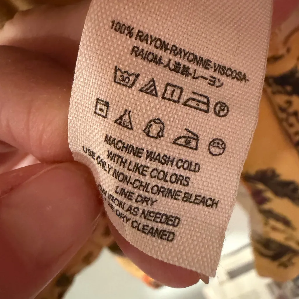 Free People Tiered Boho Floral Tunic Blouse size XS mustard yellow - Image 8