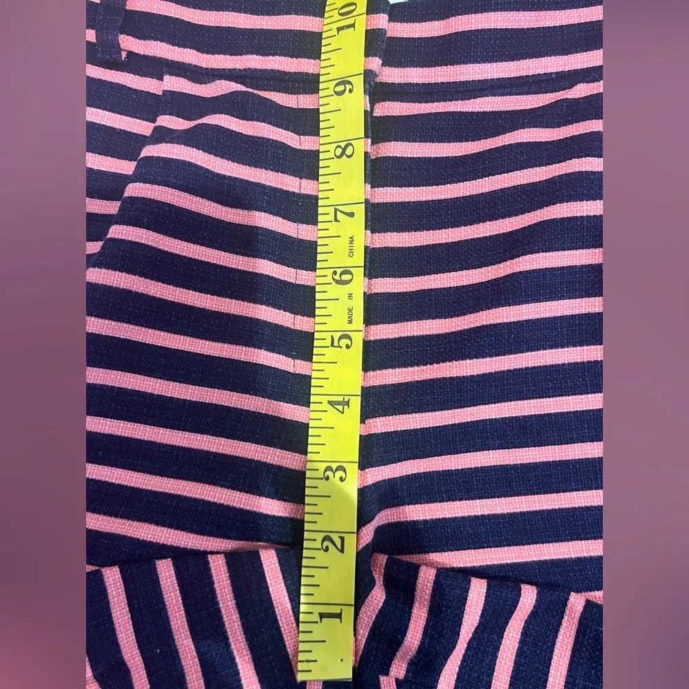 J. Crew Dolphin Hem Striped Shorts Womens Navy Peachy Pink Size 4 - Image 2