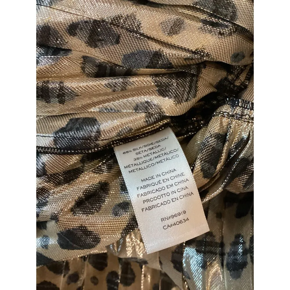 Runway MARC JACOBS Gold Black Silk Metallic Animal Print Pleated midi Dress 0 - Image 8