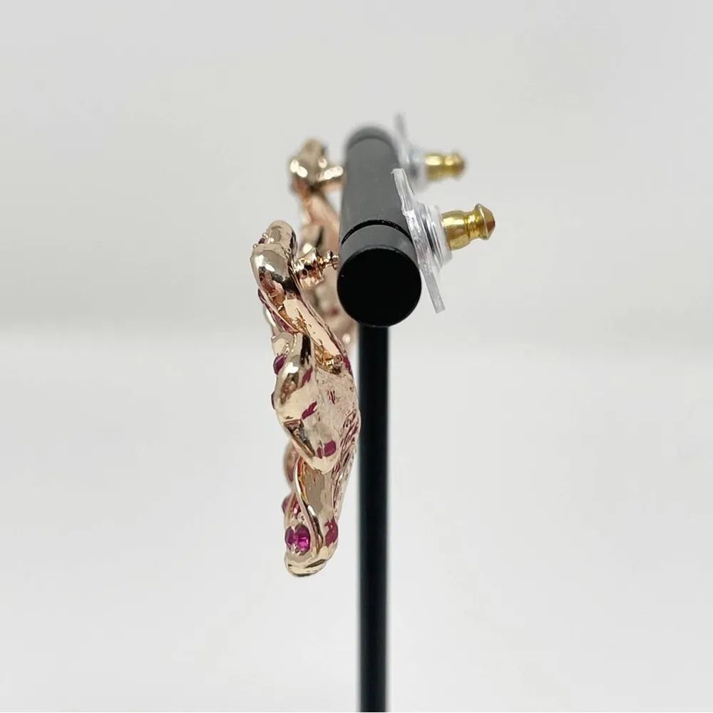 JTV Off Park Collection Pink Ombre Crystal Rose Tone Flower Earrings - Image 5