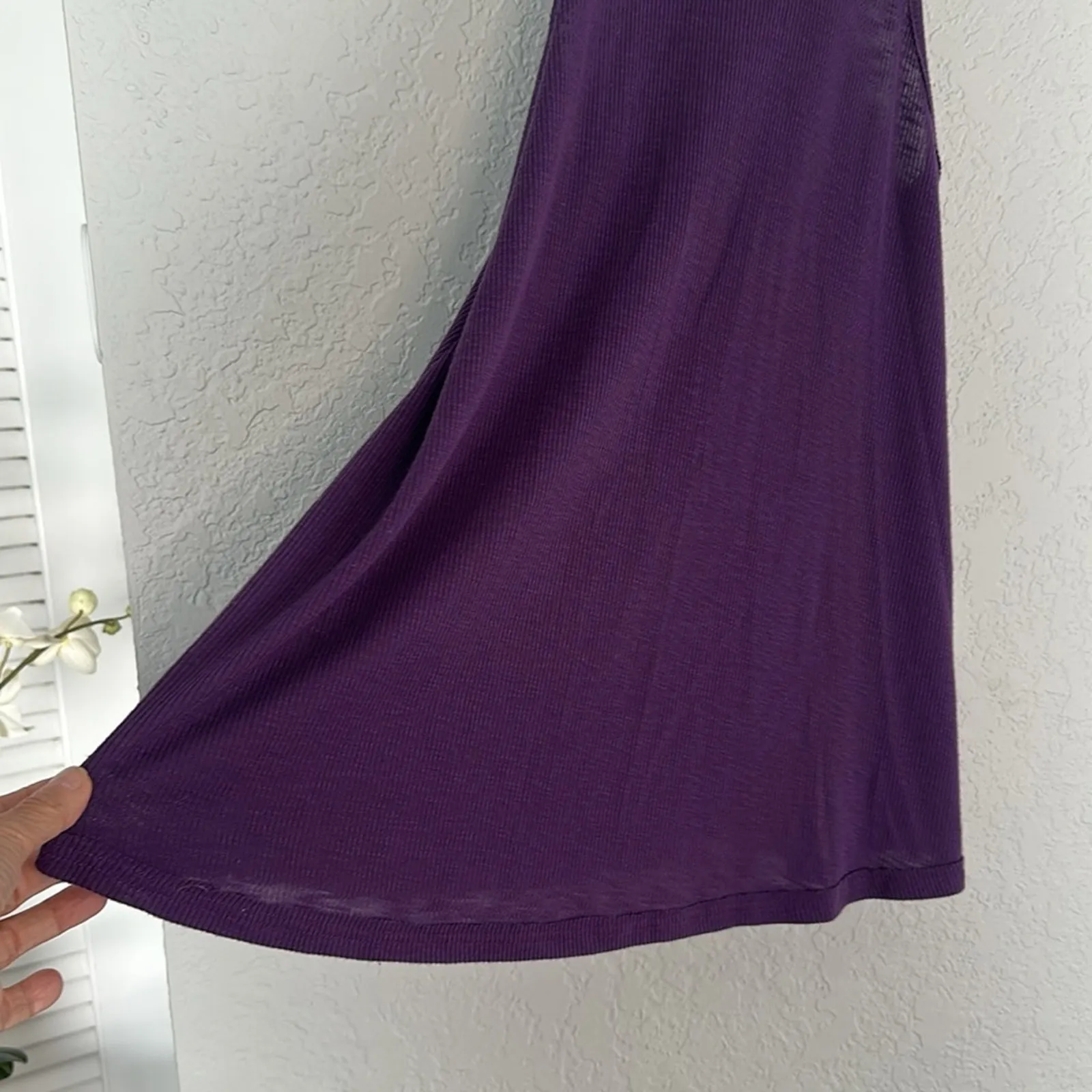 Free People Purple Ribbed Muscle Tank Top Swing Boho Indie Eggplant Plum Medium - Image 4