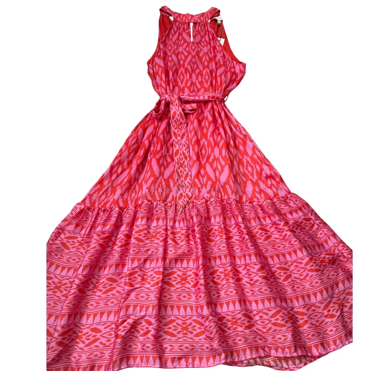 Cleobella Janice Satin Halter‎ Ankle Dress Jaipur Ikat Print Size Large - Image 6