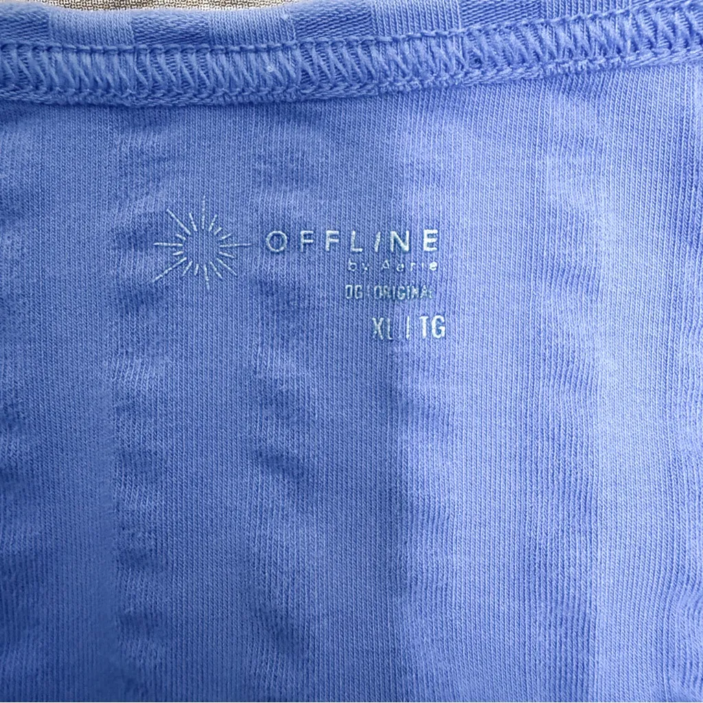 Offline Aerie Periwinkle Purple Groovy Ribbed Square Neck Short Sleeve Crop Top Size XL - Image 7