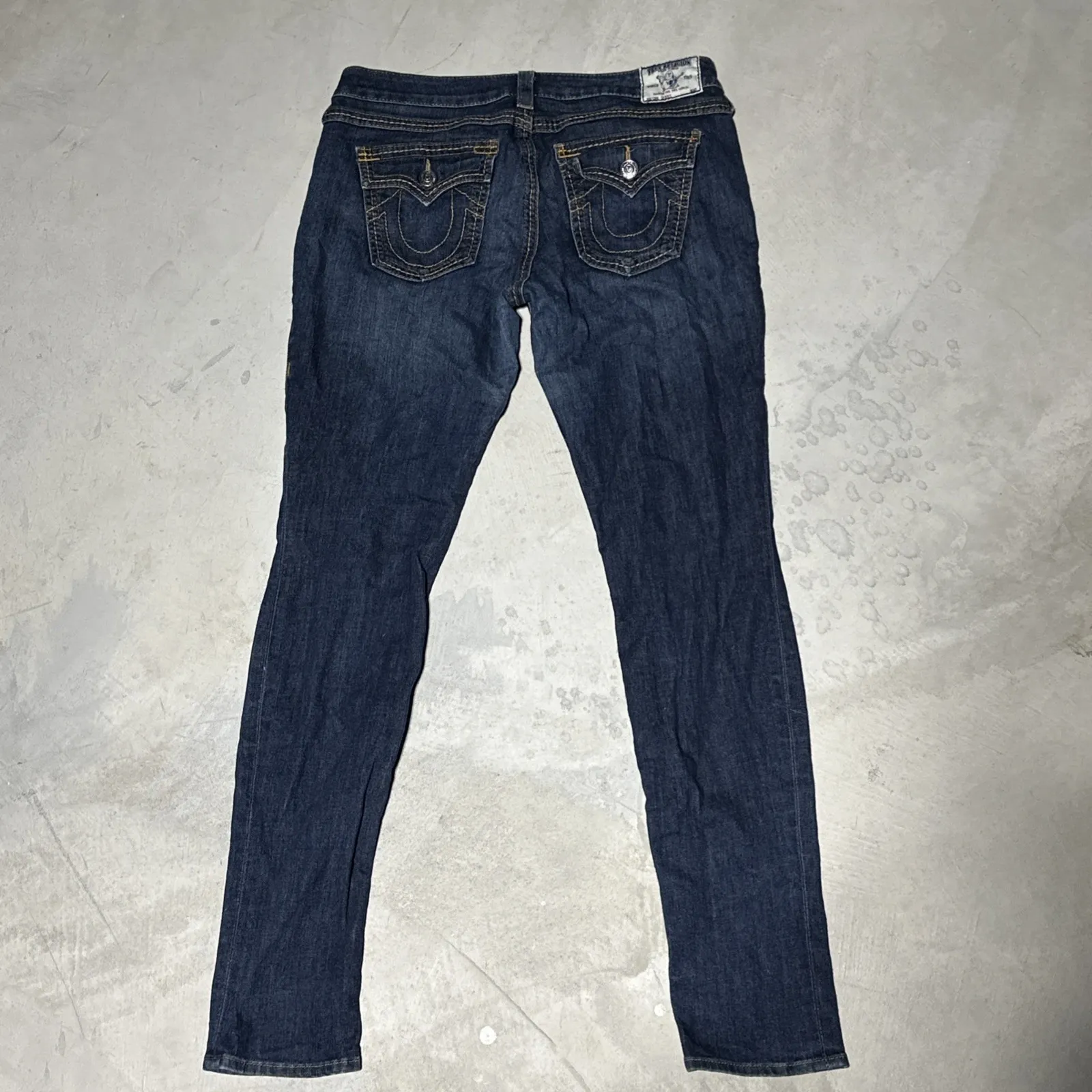 True Religion Jeans Women's SZ 32x34 Blue Denim Flap Button Pocket USA MADE Y2K - Image 2