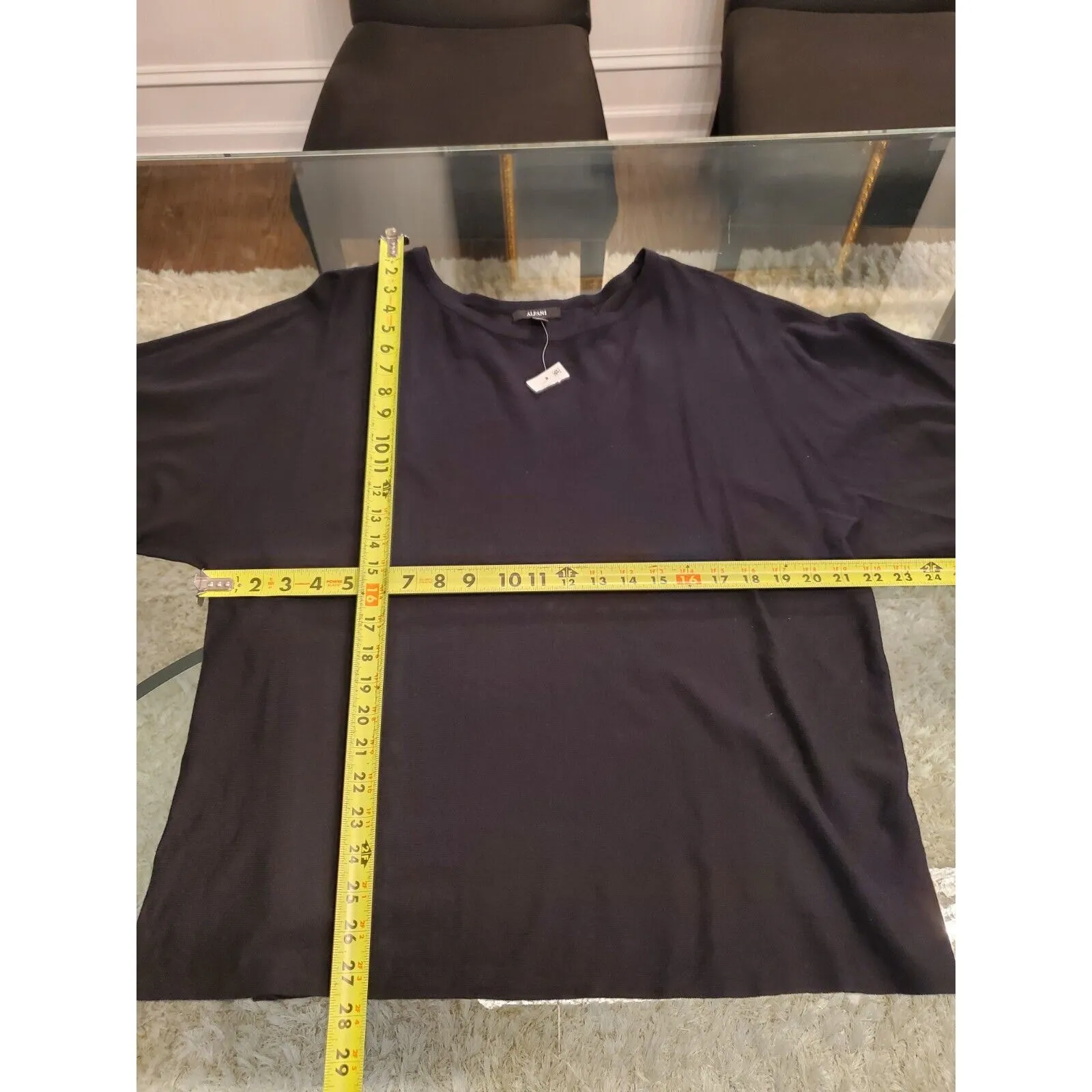 Alfani Women's Black Rayon Round Neck Long Sleeve Casual Top Blouse Size X-Large - Image 10