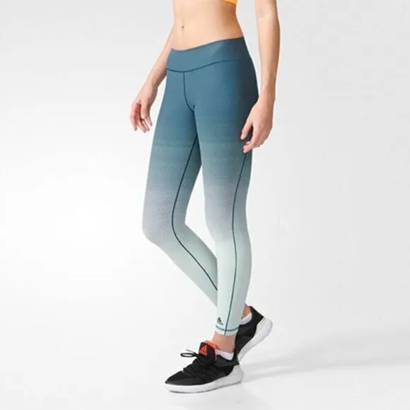 Adidas Womens Training Miracle Sculpting Tights‎ Blue/Utility Green Climalite S - Image 2
