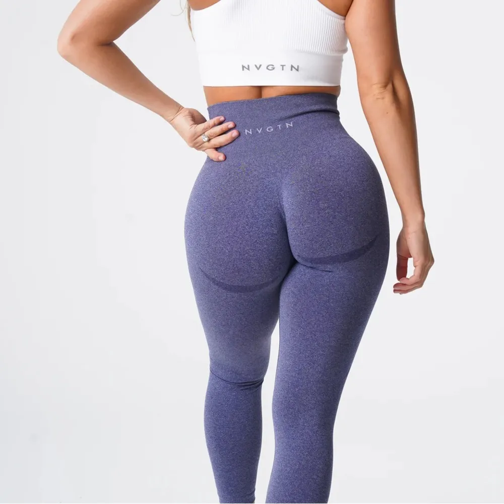 NVGTN Indigo Contour Blue Heather High Rise Seamless Leggings Sz Medium - Image 2