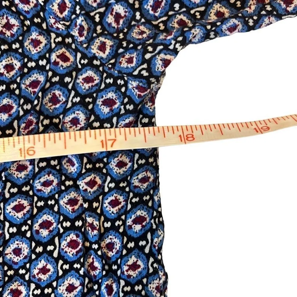 𝅺Umgee EUC Blue Red Southwest Aztec Print Long Sleeve Dress Sz S - Image 5