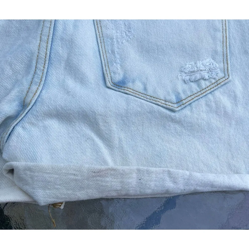 Kancan Size Small Distressed High Rise Jean Shorts Cuffed Light Wash - Image 5