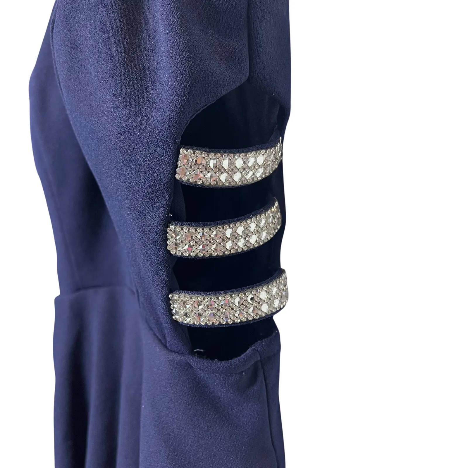 Speechless Navy Blue Halter High Low Rhinestone Side Cutout Formal Dress Size 0 - Image 4