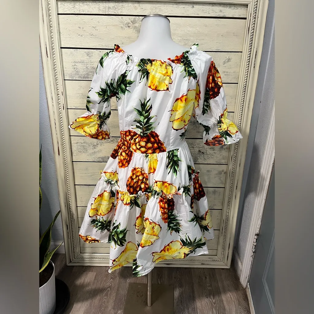 Chicwish  Pineapple Off-Shoulder Dress Size Small - Image 4