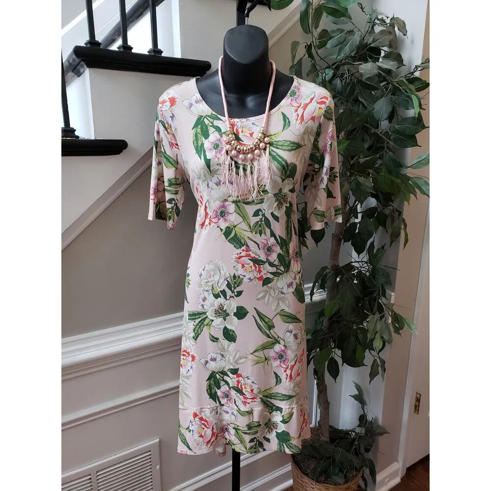 Grace Elements Dress Women S Pink Floral Sheath Stretch Short Sleeve Spring - Image 2