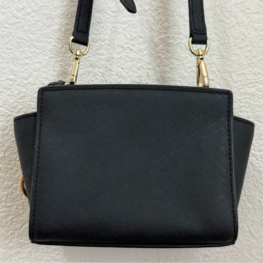 MICHAEL KORS Selma Mini Saffiano Leather Black Crossbody Bag - Image 9